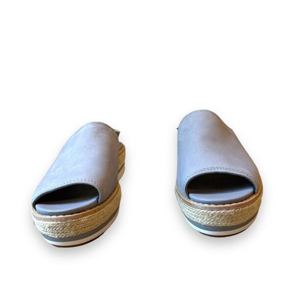 Timberland Emerson Peep Toe Wedge Espadrille Gray Sandals Slingback Leather Sz 9 - Picture 5 of 10